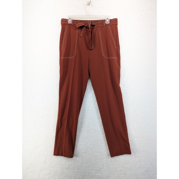 New York Clothing Co Pleated Brick Brown Woman's Draw Strings Pants 10 - Picture 1 of 15